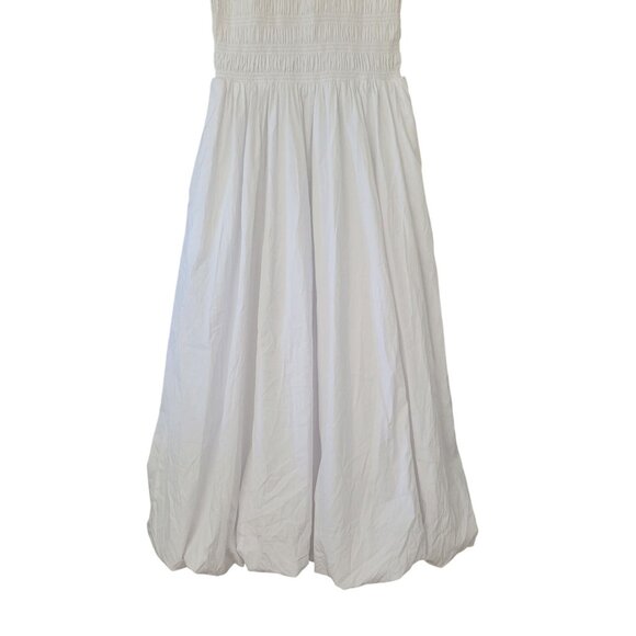 Madewell The Melody Bubble-Hem Smocked Midi Dress in Poplin Size XS White NWOT - Picture 9 of 10